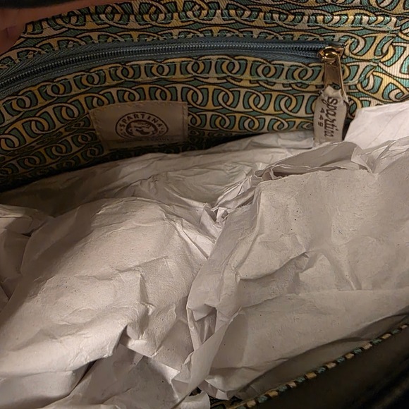 $240 NWT Spartina 449 Bamboo Chic Satchel Ebony Wicker Leather Top Handle Bag - Picture 8 of 10